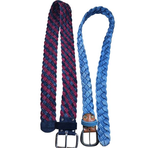 2 1970s Braided Belts: Keegin Denim and Leather, Canterbury  Braided Suede Sz 36 - Picture 4 of 8